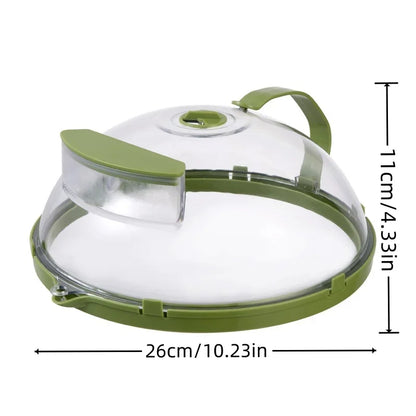 Microwave Splatter Cover with Steam Vents — 10-Inch Clear Lid with Handle