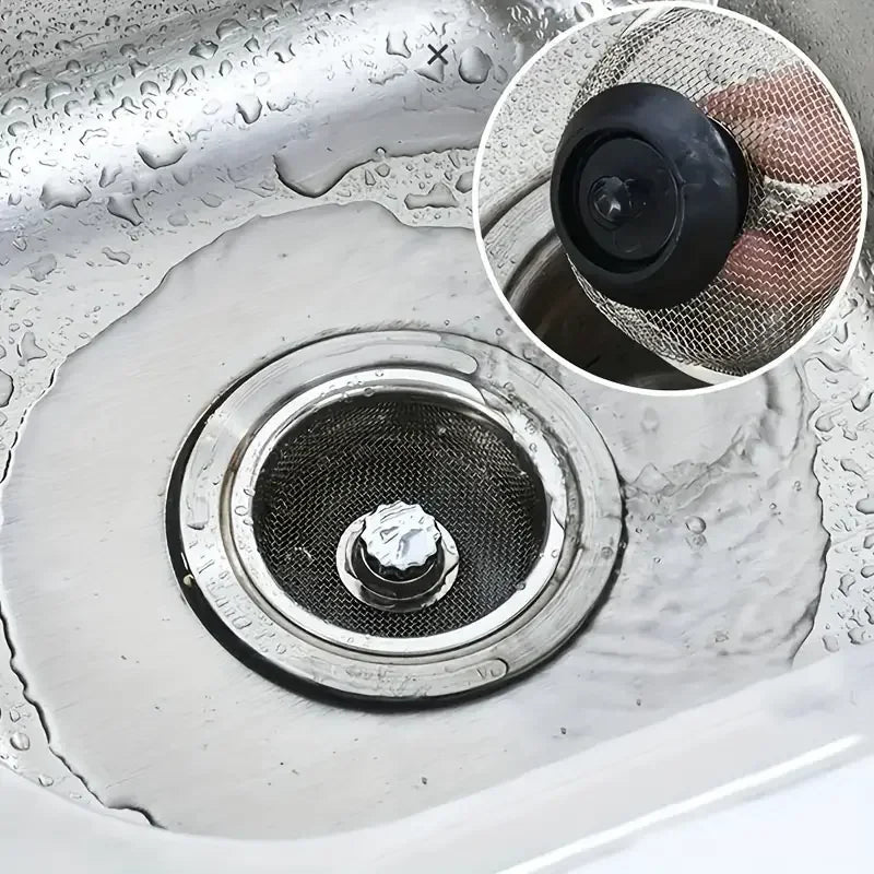 Stainless Steel Kitchen Sink Strainer Set — 2-Pack Drain Basket with Handle and Stopper