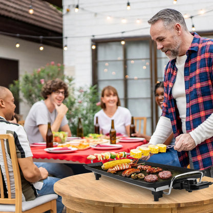 1500W Electric BBQ Grill — Indoor Outdoor Portable Griddle with 5 Heat Levels and Non-Stick Dual Surface
