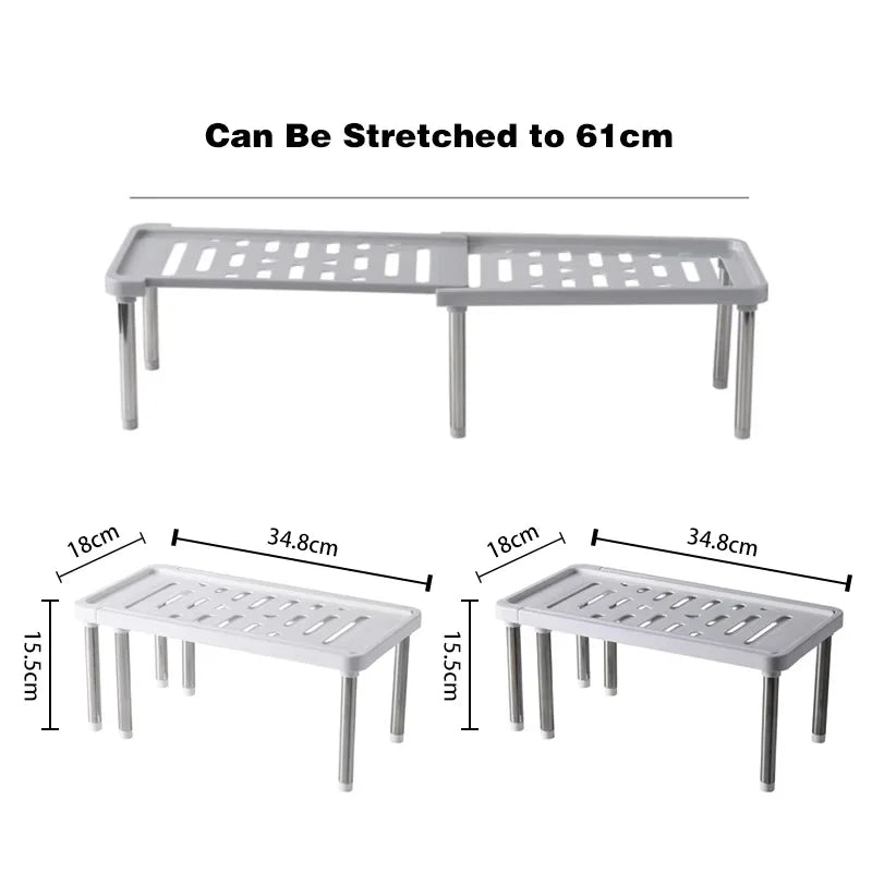 Expandable Kitchen Cabinet Shelf Organizer — Adjustable Multi-Tier Spice and Dish Rack