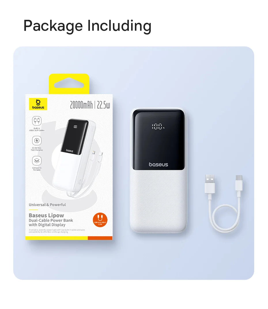 20,000mAh Fast Charging Portable Power Bank — PD 22.5W Travel Phone Charger