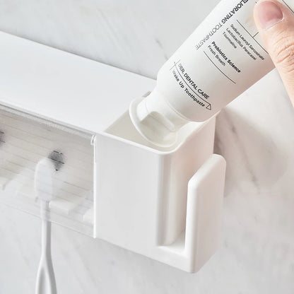 Suction Cup Bathroom Organizer — Wall Mount Toothbrush and Toothpaste Holder