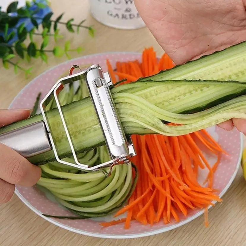 Julienne Peeler and Vegetable Grater — Stainless Steel Slicer for Potato, Carrot and Zucchini