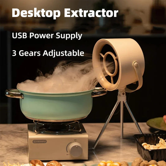 Portable Desktop Range Hood — USB Powered Mini Kitchen Exhaust Fan with 3 Speed Settings and Carbon Filter