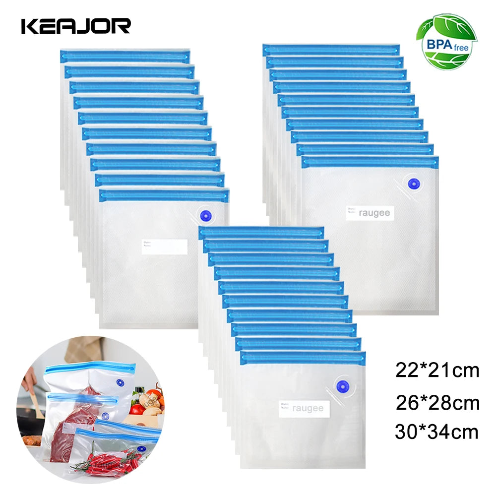 Reusable Vacuum Seal Food Storage Bags — 10-Pack BPA-Free Airtight Bags with Air Valve
