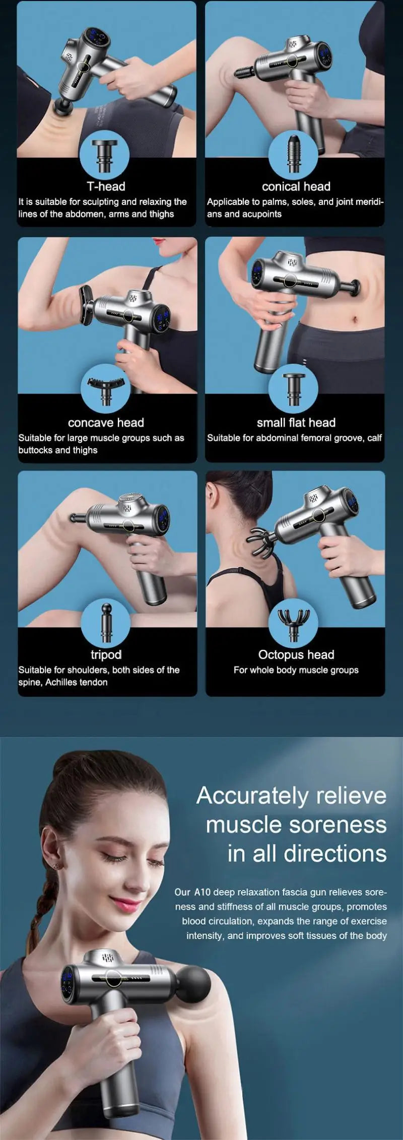 Professional Percussion Muscle Massage Gun — Deep Tissue Massager for Back, Neck and Body Recovery