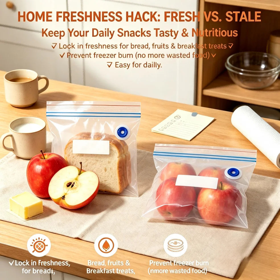 Handheld Food Vacuum Sealer with 15 Bags — Portable Airtight Freshness Keeper