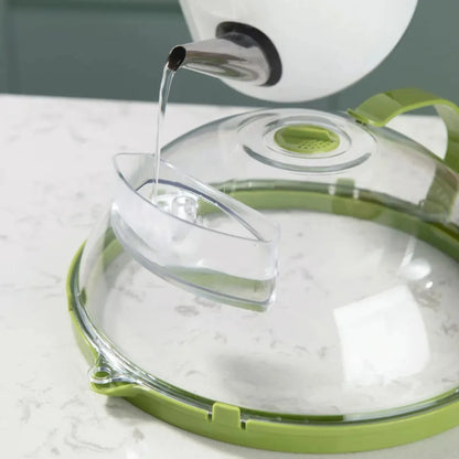 Microwave Splatter Cover with Steam Vents — 10-Inch Clear Lid with Handle