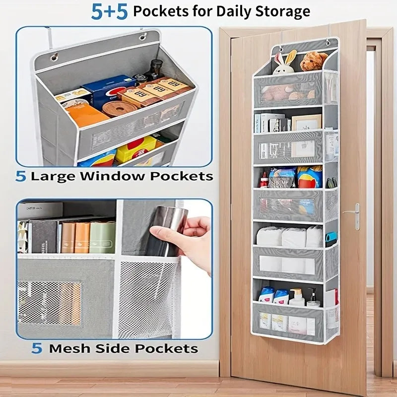Over-Door Hanging Storage Organizer — 5-Shelf Behind Door Rack for Pantry and Closet