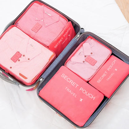 6 Piece Travel Storage Bag Set — Waterproof Luggage Organizer Bags for Clothes and Accessories