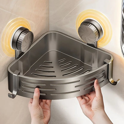 No-Drill Corner Shower Caddy with Suction Cup Mount