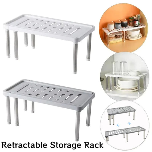 Expandable Kitchen Cabinet Shelf Organizer — Adjustable Multi-Tier Spice and Dish Rack