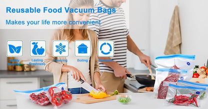 Reusable Vacuum Seal Food Storage Bags — 10-Pack BPA-Free Airtight Bags with Air Valve