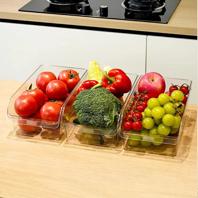 Clear Refrigerator Pull-Out Drawer Organizer — Fridge and Cabinet Storage Box