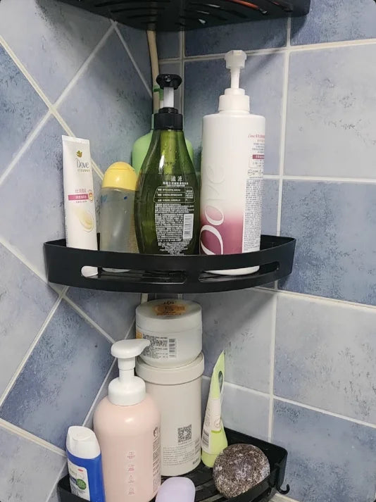 No-Drill Adhesive Shower Shelf — Waterproof Wall-Mounted Bathroom Storage Rack