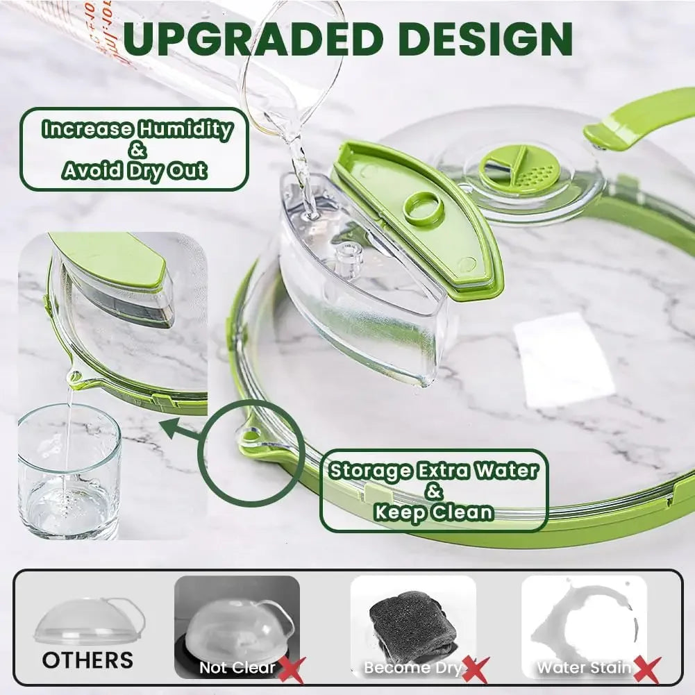 Microwave Splatter Cover with Steam Vents — 10-Inch Clear Lid with Handle