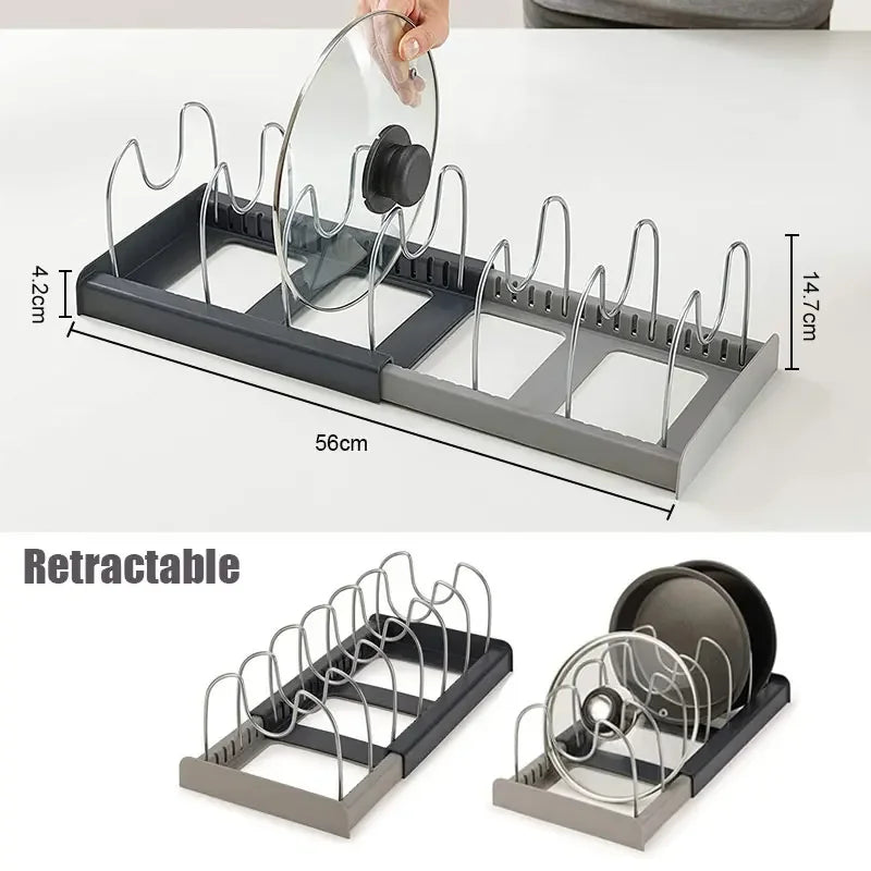 Expandable Cabinet Rack for Pot Lids, Pans and Cutting Boards