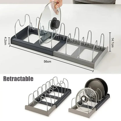 Expandable Cabinet Rack for Pot Lids, Pans and Cutting Boards