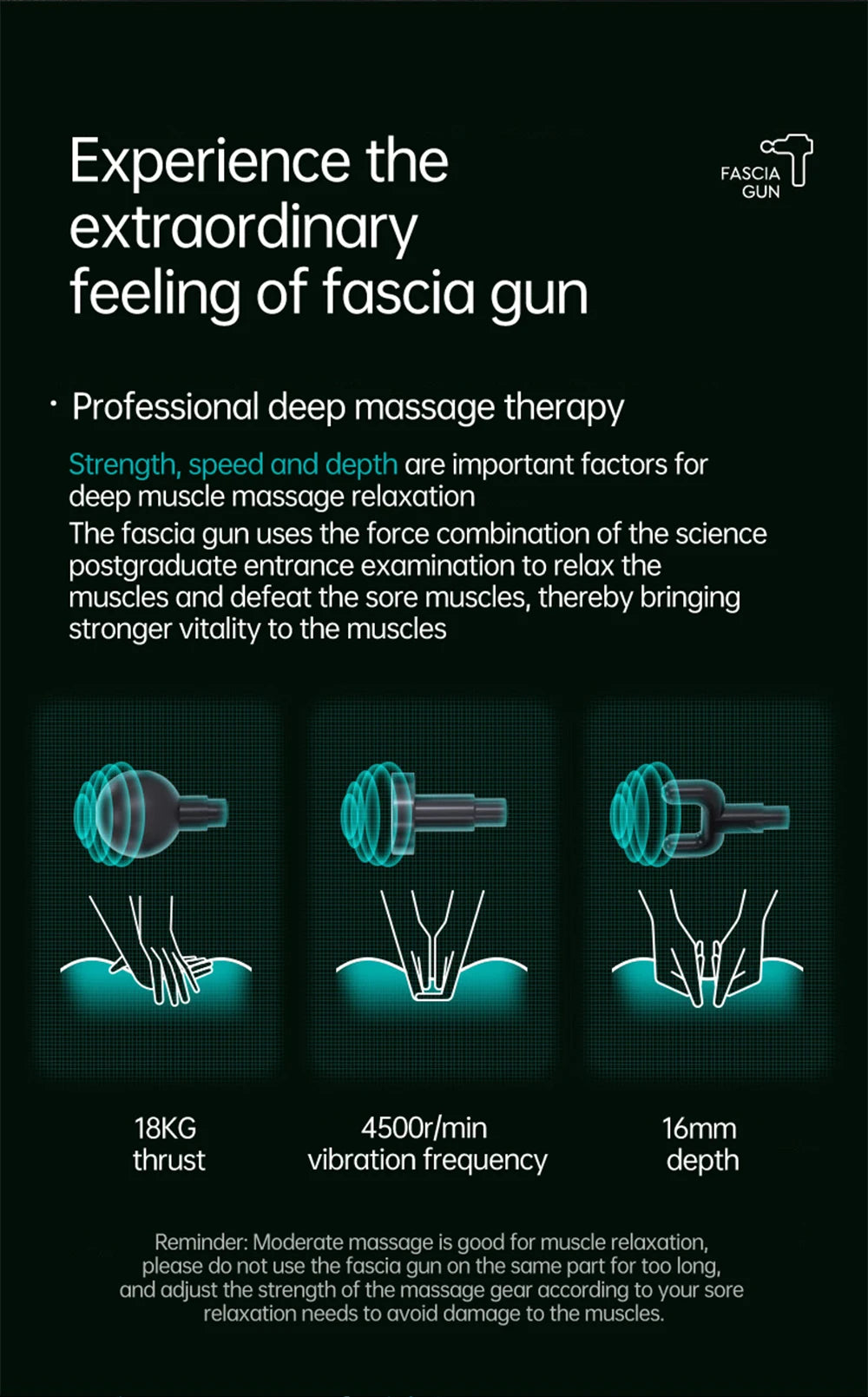 Professional Percussion Muscle Massage Gun — Deep Tissue Massager for Back, Neck and Body Recovery