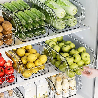 Clear Refrigerator Pull-Out Drawer Organizer — Fridge and Cabinet Storage Box