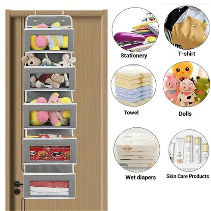 Over-Door Hanging Storage Organizer — 5-Shelf Behind Door Rack for Pantry and Closet