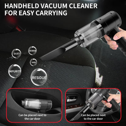 Handheld Cordless Car Vacuum — 15000PA Portable Multi-Nozzle Vacuum for Car, Home and Pet Hair