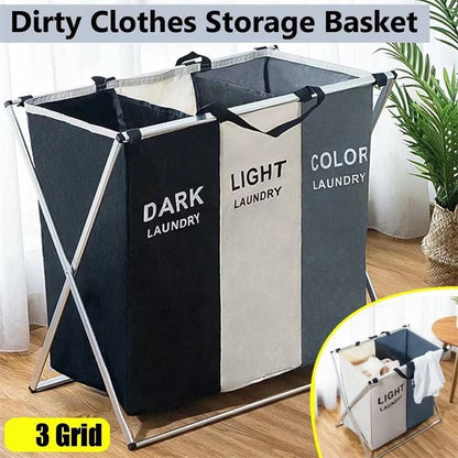 Foldable Laundry Basket with Sorting Sections — Waterproof Storage for Clothes