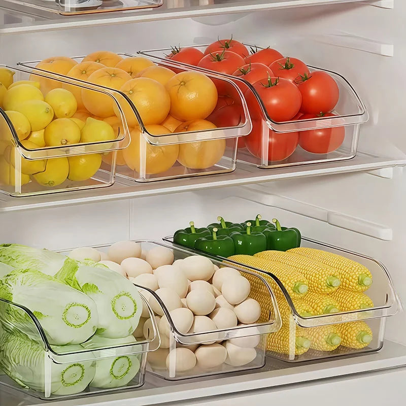 Clear Refrigerator Pull-Out Drawer Organizer — Fridge and Cabinet Storage Box