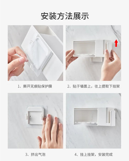 Suction Cup Bathroom Organizer — Wall Mount Toothbrush and Toothpaste Holder