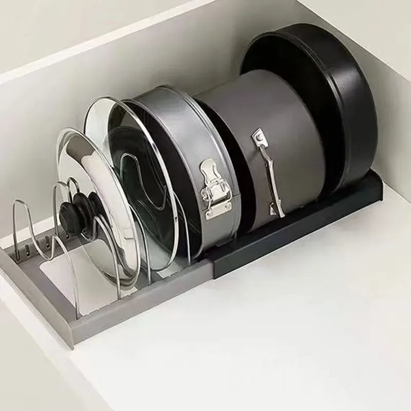 Expandable Cabinet Rack for Pot Lids, Pans and Cutting Boards