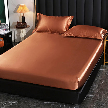 Satin Fitted Bed Sheet — Deep Pocket Elastic Rayon Mattress Cover