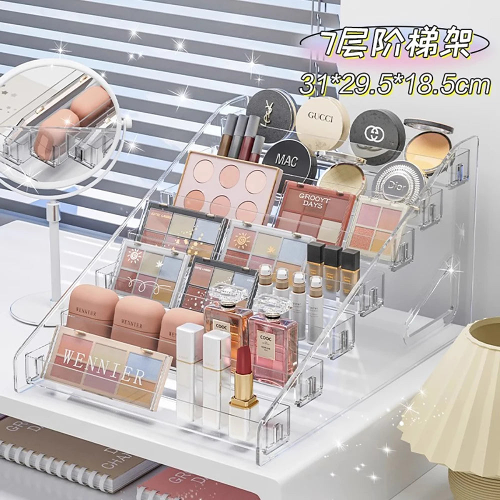 Clear Acrylic Makeup Organizer with Lid — Countertop Cosmetic Storage Box