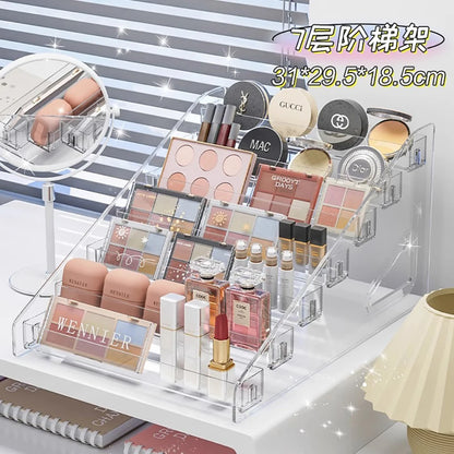 Clear Acrylic Makeup Organizer with Lid — Countertop Cosmetic Storage Box