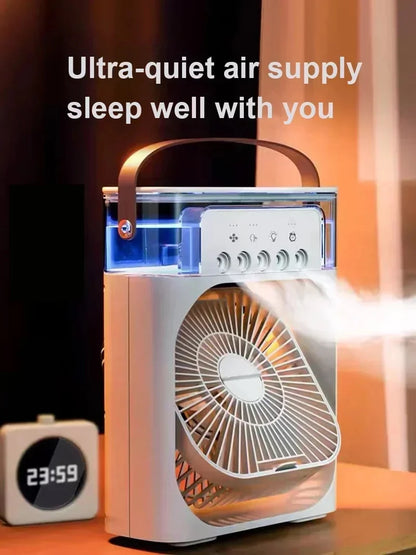 3-in-1 Personal Air Cooler with Fan, Humidifier and LED Night Light — Portable Desktop Cooler