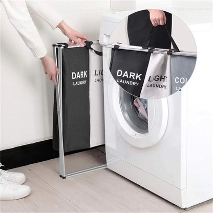 Foldable Laundry Basket with Sorting Sections — Waterproof Storage for Clothes