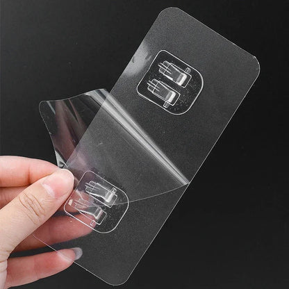 Clear Acrylic Self-Adhesive Wall Hooks — No-Drill, 10 or 20 Pack