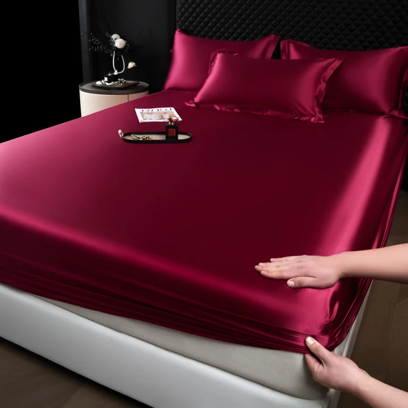 Satin Fitted Bed Sheet — Deep Pocket Elastic Rayon Mattress Cover
