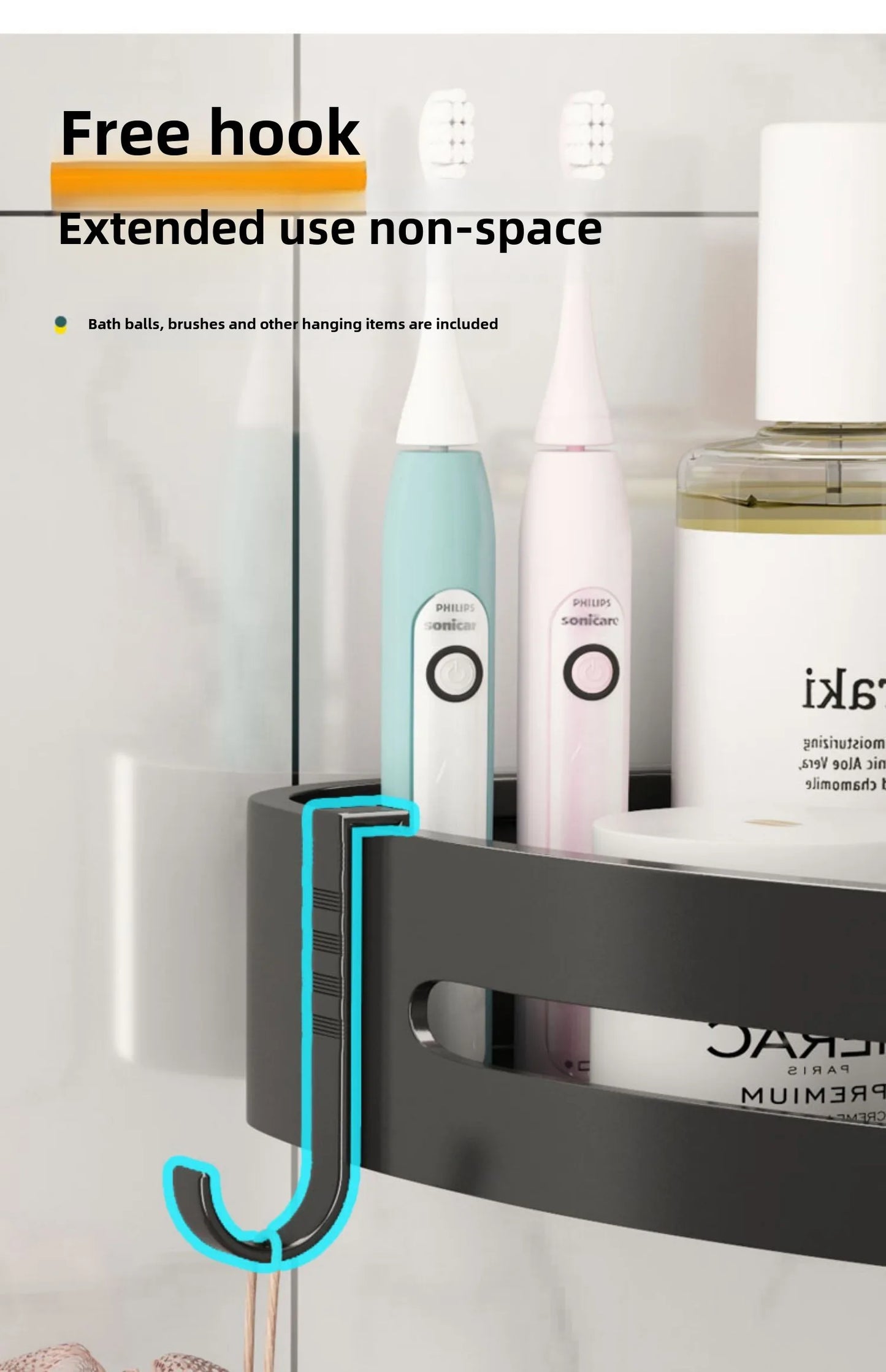No-Drill Adhesive Shower Shelf — Waterproof Wall-Mounted Bathroom Storage Rack