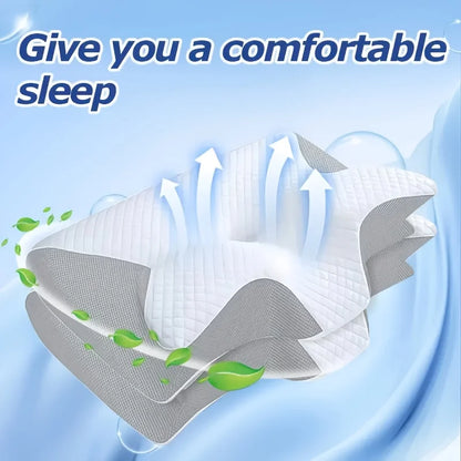 Ergonomic Memory Foam Neck Support Pillow — Ice Silk Cooling Cover for Better Sleep