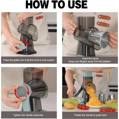 Rotary Cheese Grater — Manual Vegetable Slicer and Nut Grinder