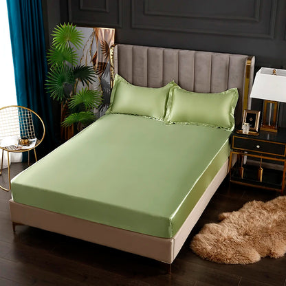 Satin Fitted Bed Sheet — Deep Pocket Elastic Rayon Mattress Cover