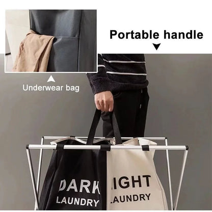 Foldable Laundry Basket with Sorting Sections — Waterproof Storage for Clothes