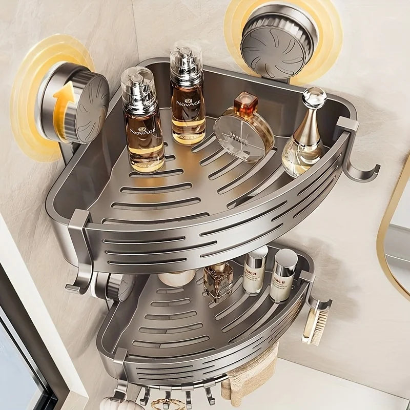 No-Drill Corner Shower Caddy with Suction Cup Mount
