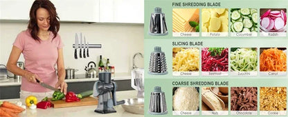 Rotary Cheese Grater — Manual Vegetable Slicer and Nut Grinder