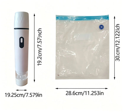 Handheld Food Vacuum Sealer with 15 Bags — Portable Airtight Freshness Keeper