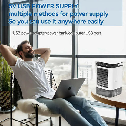Portable Mini Evaporative Air Cooler with 900ml Water Tank — 3-Speed Desktop Personal Cooler