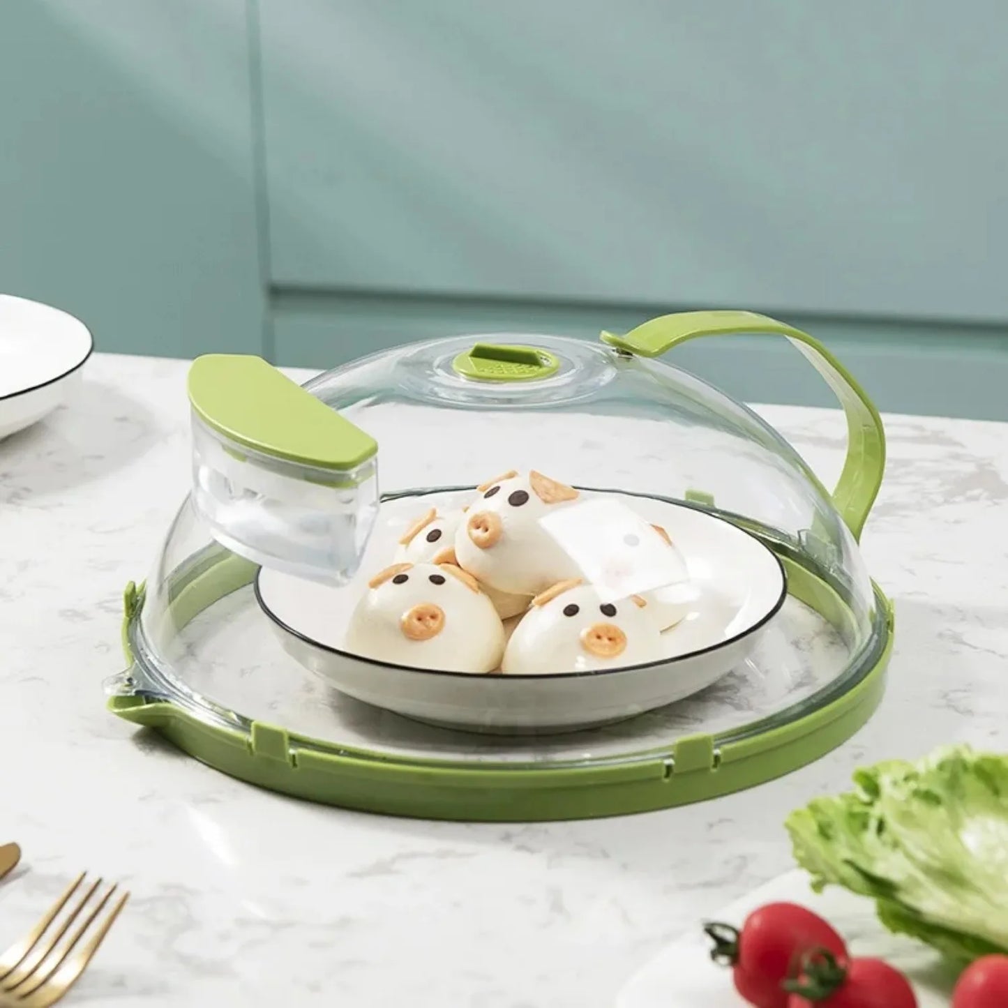 Microwave Splatter Cover with Steam Vents — 10-Inch Clear Lid with Handle
