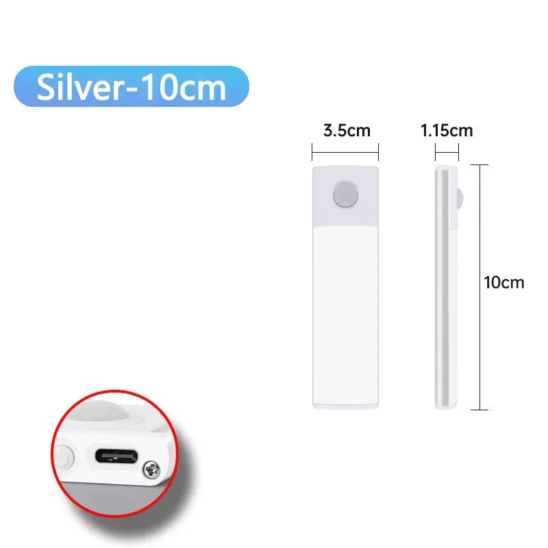 Under Cabinet Motion Sensor LED Light — USB Rechargeable Kitchen and Closet Lighting