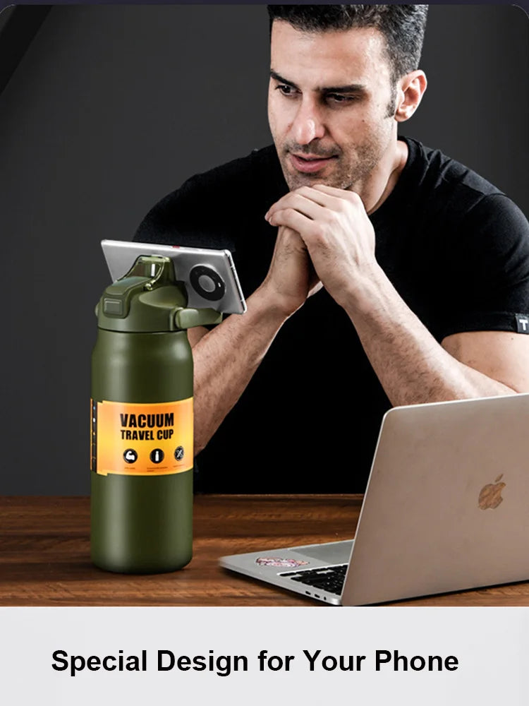 Stainless Steel Insulated Travel Tumbler with Straw — Vacuum Flask for Hot and Cold Drinks