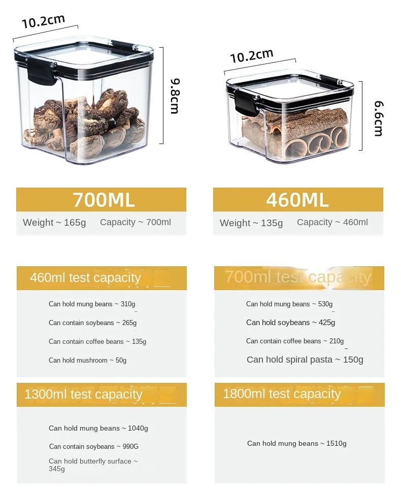 Airtight Kitchen Storage Jars — Pantry Canisters for Grain and Cereal